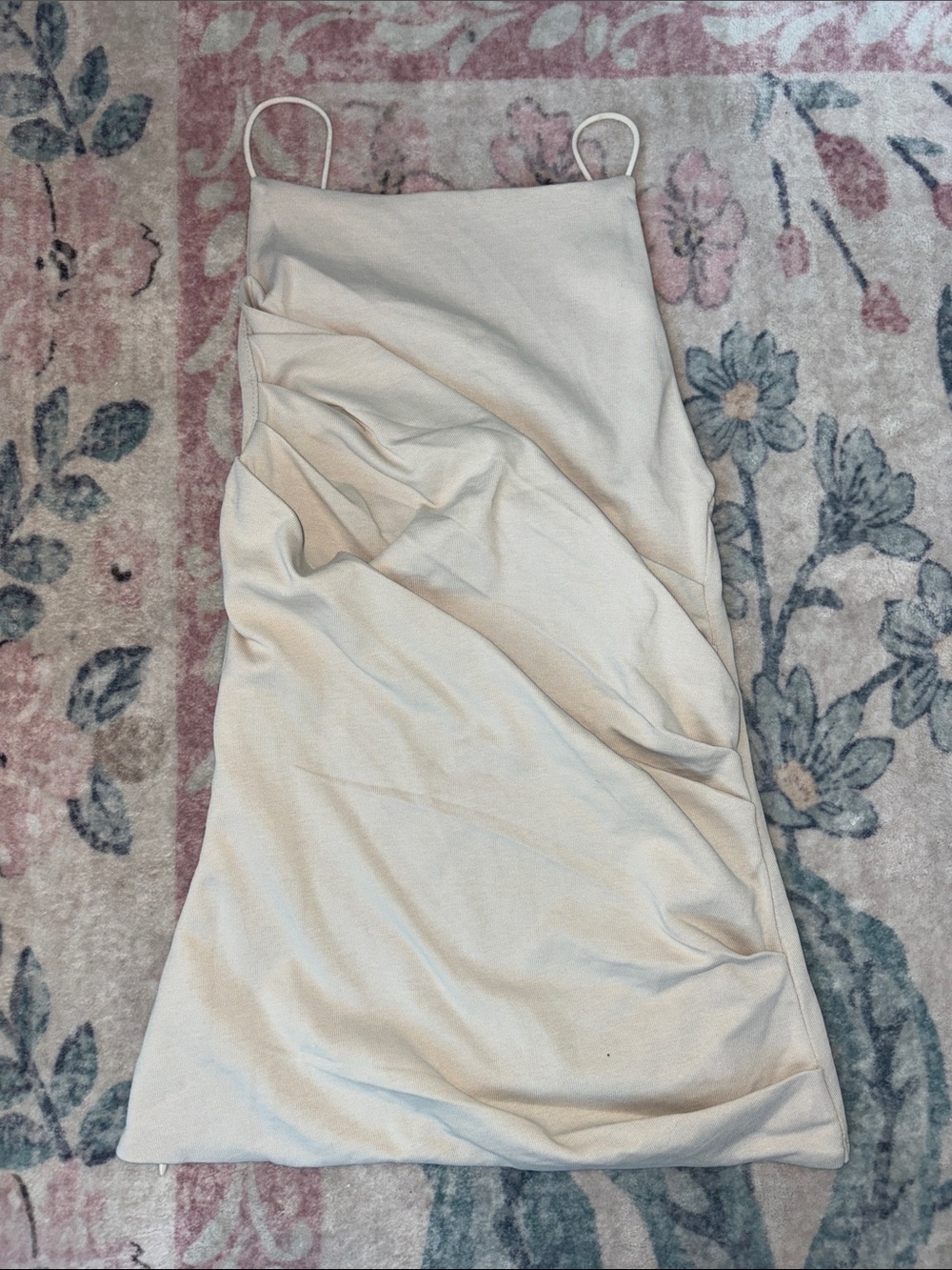 Zara Cream Draped Slip Top with Thin Straps